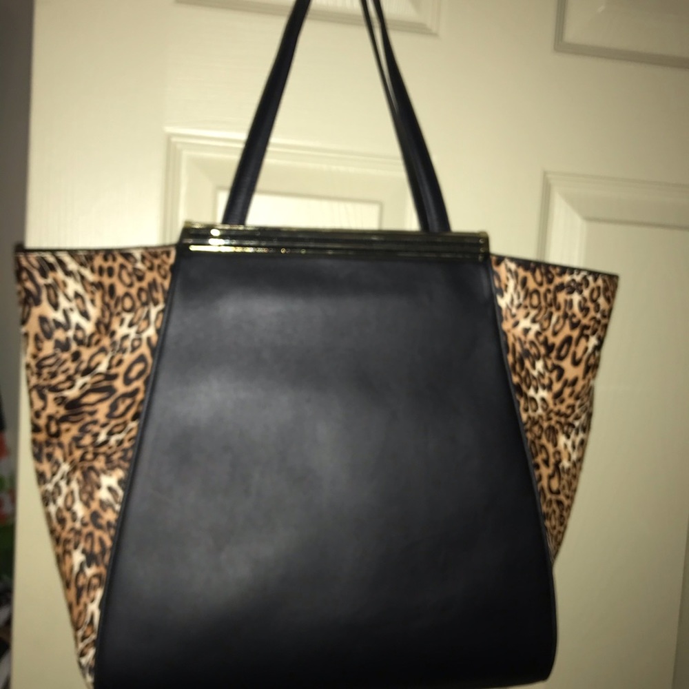 Black and calf hair purse